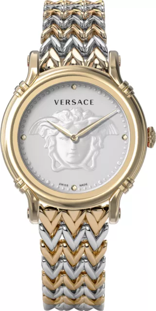 Versace VEPN00720 Safety Pin white silver gold champagne Women's Watch NEW