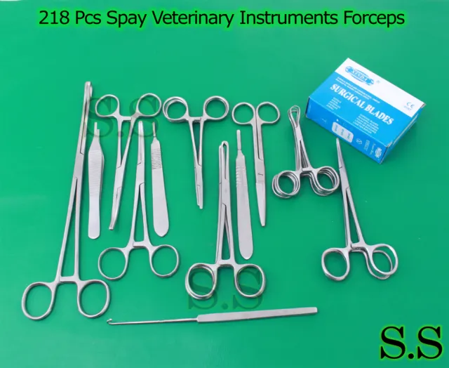 218 Pcs Spay Neuter Veterinary Surgery Surgical Instruments Forceps