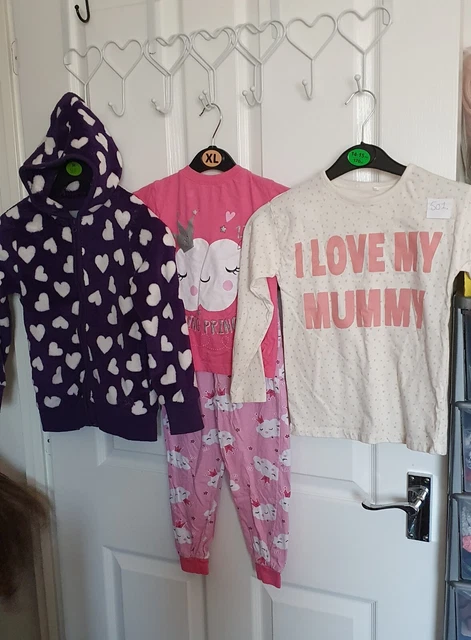 bundle joblot kids girls clothes size 5-6 years pj top trouser bottom set hooded