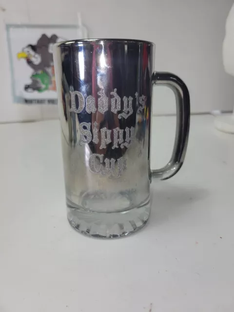 Vintage BUSCH GARDENS Mirror Beer Mug Glass Stein DADDY'S SIPPY CUP  RARE