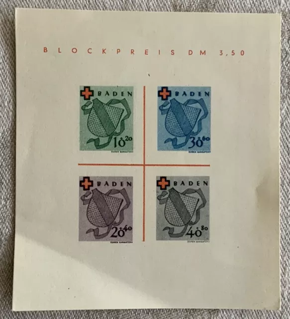 briefmarken französische zone baden Block 2 Ohne Gummi