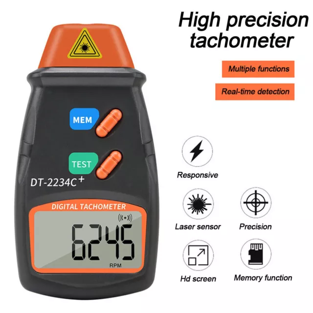 Tachimetro Digitale Foto Laser Senza Contatto RPM Tachimetro Misuratore Velocità Motore nuovo