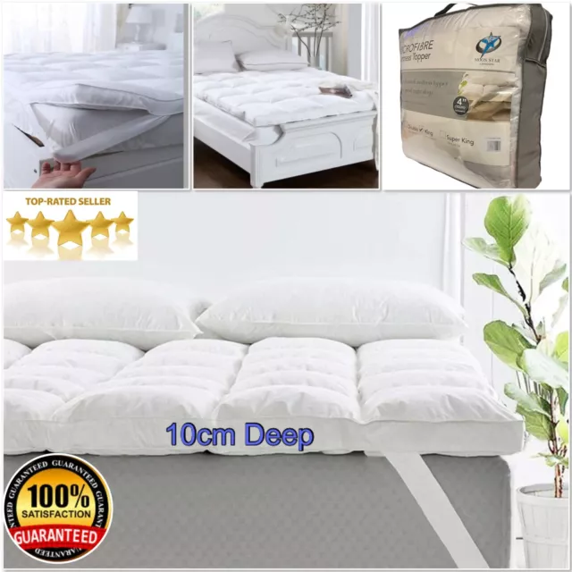 4" Inch Deep Luxury Soft Hotel Quality Microfiber Mattress Topper All Sizes 10cm