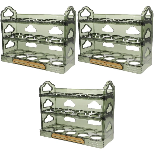 3 piezas Refrigerador Estante de huevos 3 capas Refrigerador Portahuevos Contenedor de huevos para Home Shop