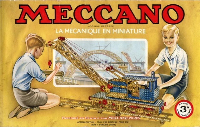 Lot vintage pièces MECCANO et manuel d'utilisation N°1 1957
