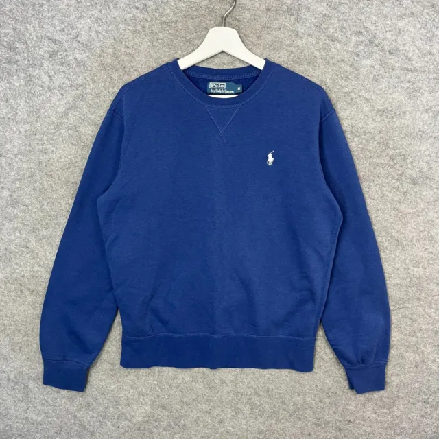 Vintage Ralph Lauren Sweatshirt Mens Medium Blue Pullover Jumper Sweater Top Y2K