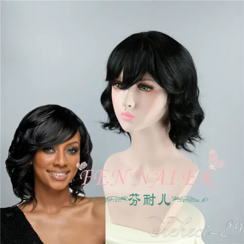 Wavy Wigs for Black Women Side Part Natural Black curly wigs healthy Harajuku