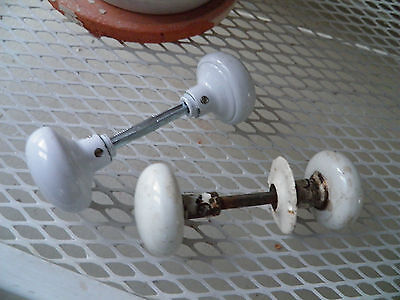 2 Antique Vintage Shabby Chic Style White Door Knobs