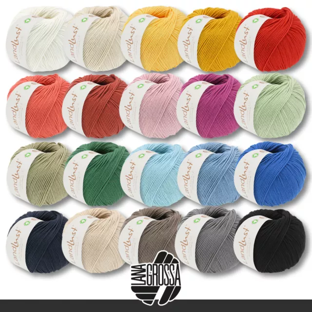 Lana Grossa 5 x 50 g Landlust algodón tejido ganchillo lana hilo ecológico 20 colores