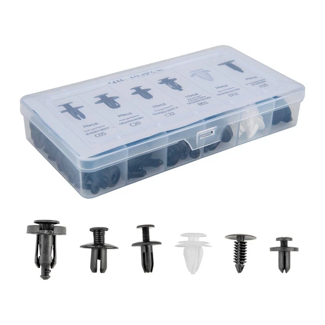 100pc 6size Clip Trim Car Push Pin Rivet Bumper Door Panel Retainer Fastener Kit