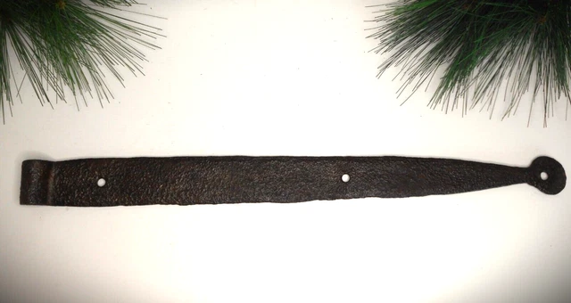 Antique 19" Iron Strap Hinge w/ Lollipop Tip, Hand Forged Door Hardware AAFA
