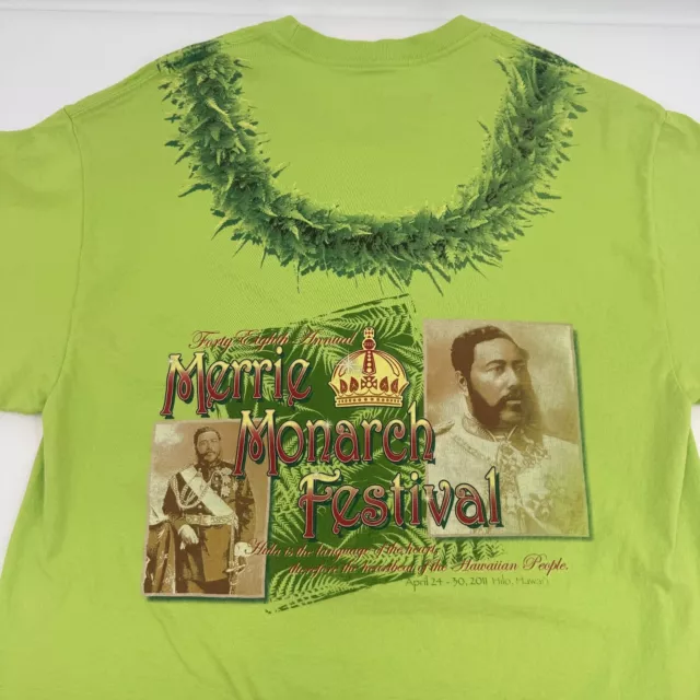 Merrie Monarch Festival T-Shirt Mens Large Green 2011 48th Annual Hula Hawaii