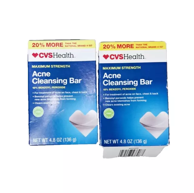 Acne Cleansing Soap Bar 10% Benzoyl Peroxide 2-Pack EXP 6/2024+ New Open Box