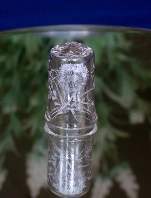 Thimble - Crystal Clear Glass - Etched Dandelion