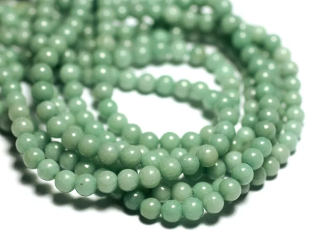 20pc - Perles Pierre - Jade Boules 4mm vert amande pastel - 7427039740760