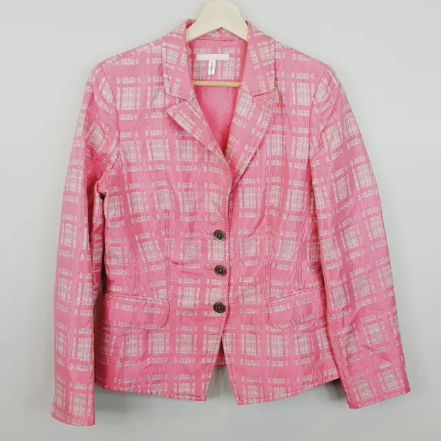 [ BASLER ] Womens Pink Plaid Button Up Jacket | Size AU/UK 12 or US 8
