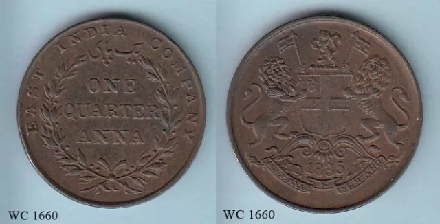 British India (East India Company) 1/4 Anna 1835 (William IV) Coin I
