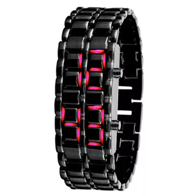 Montre numérique de luxe LED avec bracelet en acier inoxydable