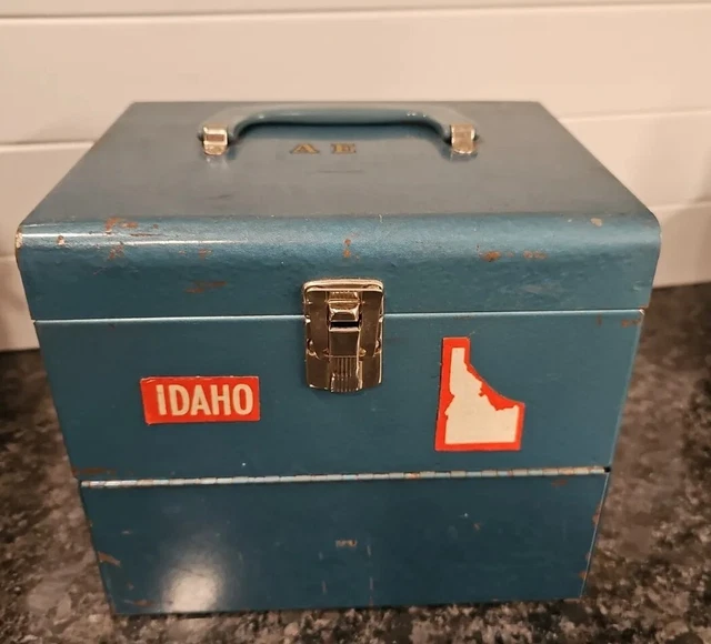 VINTAGE Metal Reel Storage Film Case Box For 8mm Film Reel Canisters 12 Slots