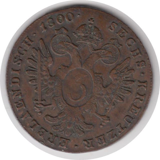 Austria Habsburg 1800 6 Kreuzer ''F''  Franz II (1792-1806) KM#2128 Rare !
