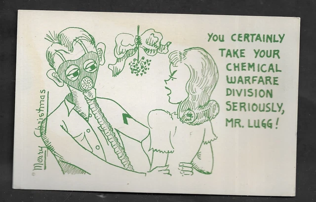 WW2 Merry Christmas "Chemical Warfare" Humorous Postcard WW2 Merry Christmas "Chemical Warfare" Humorous Postcard