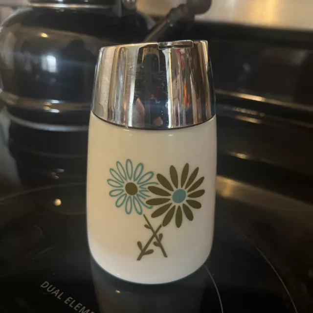 Vtg Mid Century Pop Art Daisy Santa Barbara Starline Milk Glass Sugar Dispenser