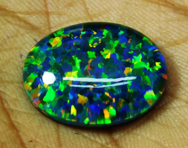 13.50 Ct Opale Noire Ovale Origine Australie Multicolore Certifié Pierre...