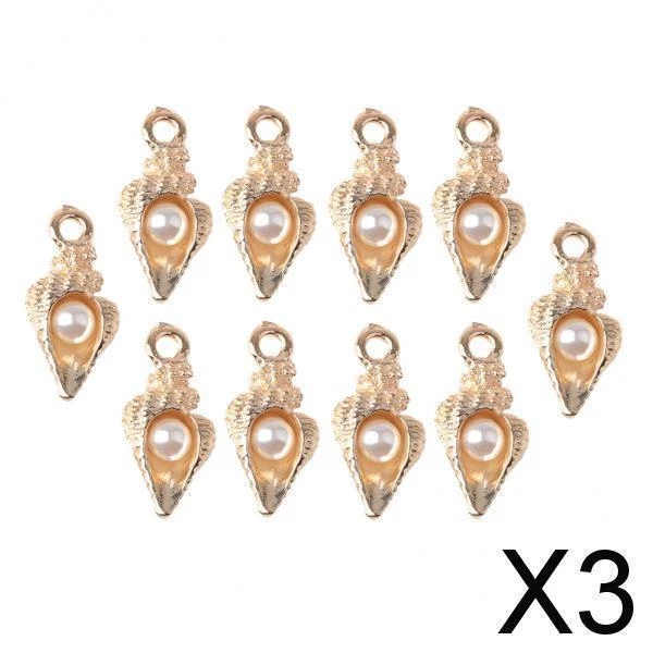 3X 10 Stück Conch Pearl Beads Charms Schmuckherstellung Anhänger Craft