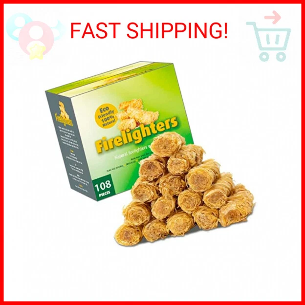 FIRE STARTER, 108 Count Natural Fire Starters for Fireplace, Charcoal