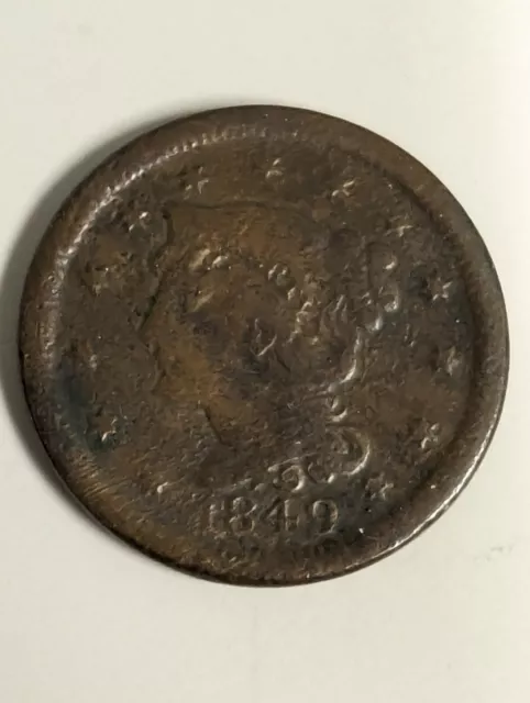 1849 US Large Cent Braided Hair VG