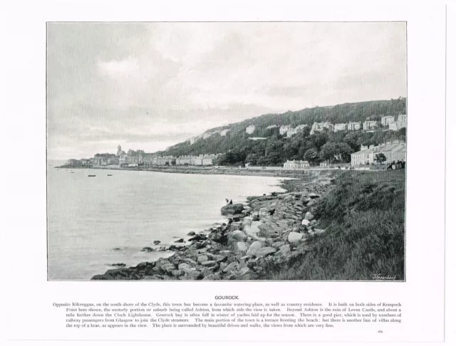 Gourock Renfrewshire Scotland Antique Picture Print 1900 SIS#167