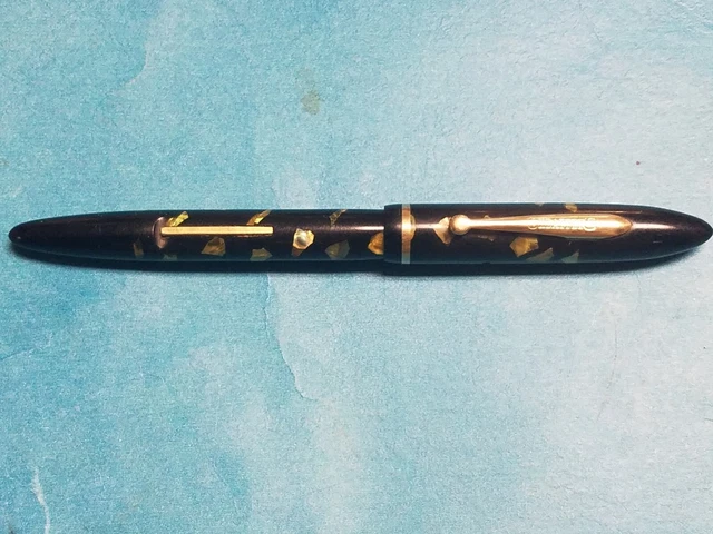 Gorgeous Sheaffer  Balance 350, Blackw/Abalone Inlay, #3 14K Nib, Usa Free Ship!