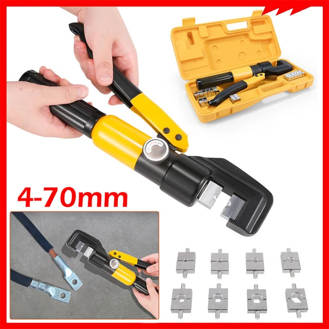 10TON HYDRAULIC TERMINAL Crimper Wire Cable Lugs Crimping 8 Dies Tool