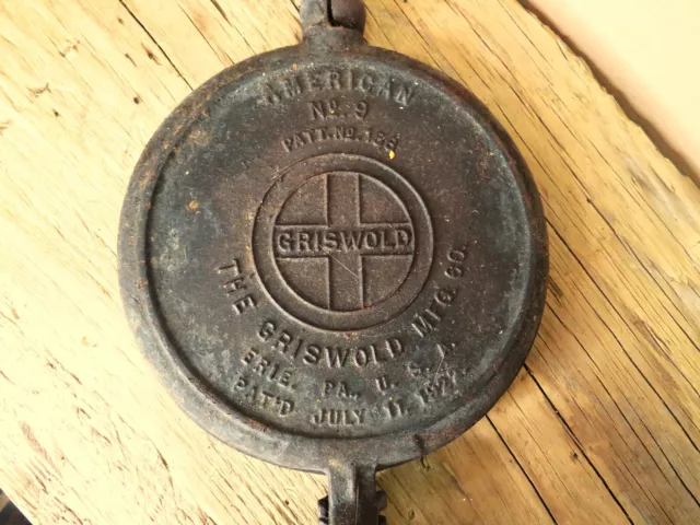 Antique Griswold No 9 New American Cast Iron Waffle Maker