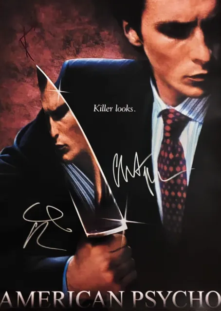 CHRISTIAN BALE signed AMERICAN PSYCHO POSTER WILLIEM AND JARED CAST