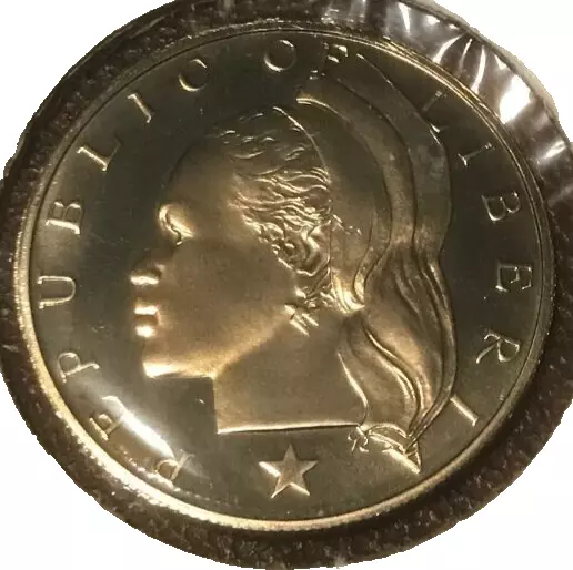 elf  Liberia 1 Dollar 1972 Proof  Native Woman San Francisco Mint  4,866 minted
