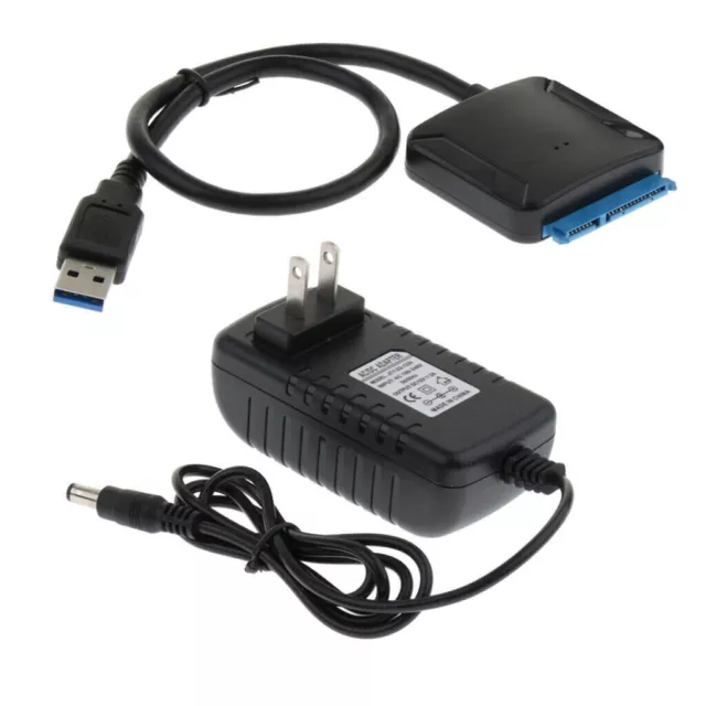 USB 3.0 zu SATA Adapter für 2.5" 3.5" Festplatte Kabel SDD HDD Konverter Schwarz