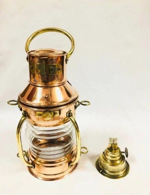 Kupfer & Messing Lampe Anker Nautische Messing Maritime Schiffslaterne...