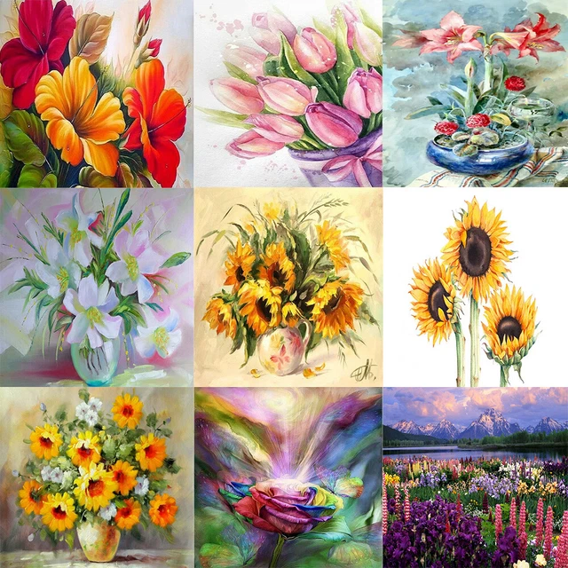 Racimo de flores planta pintado a mano pintura al óleo por números conjunto sin marco