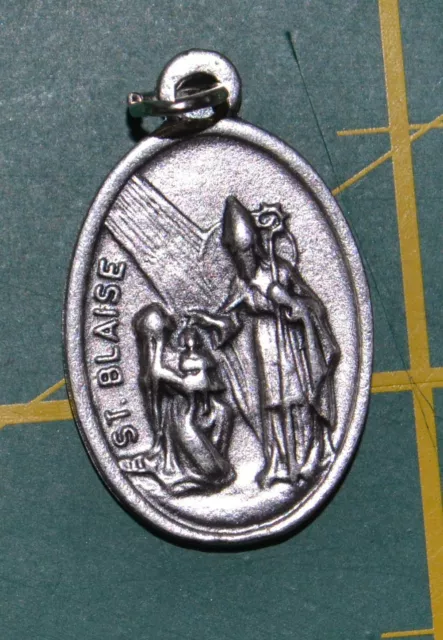 SAINT BLAISE, SAINT MARTIN Medal Pendant, SILVER TONE, 22 x 15mm, MADE IN ITALY