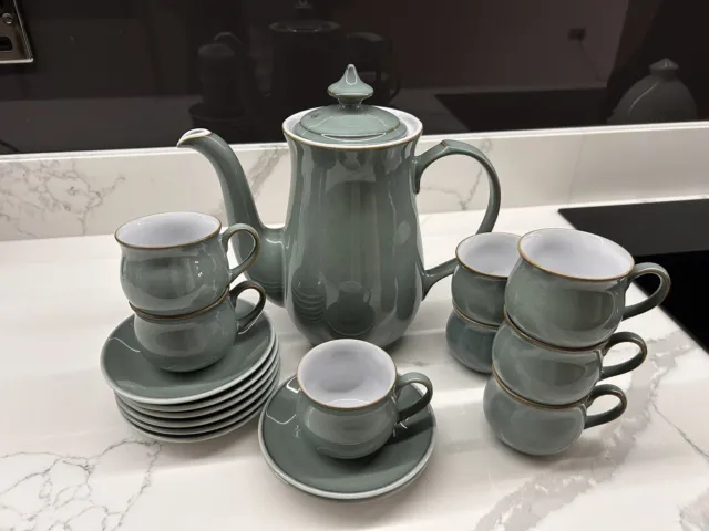 Regency Green Denby Coffee Pot 8 cups/saucers-espresso Size  pre owned
