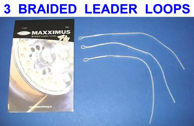 3 FLADEN MAXXIMUS Braided Leader Loops For Fly Rod Fishing Reel