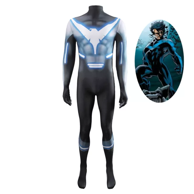 Nightwing Dick Grayson Costume Cosplay Bodysuit For Kids Adult 005