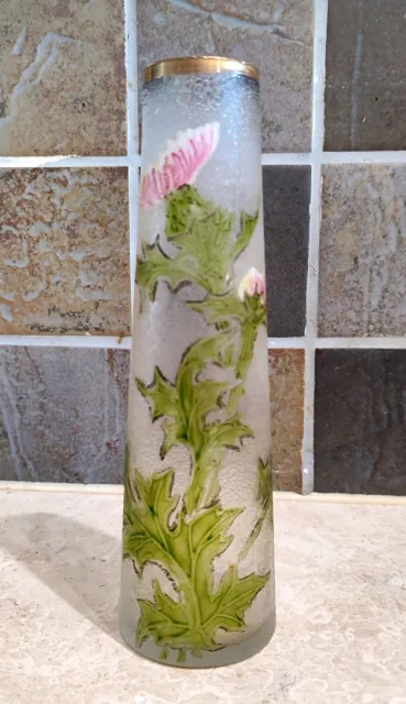 Legras Montjoye ? Vase en verre dégagé  l'acide  décor Chrysanthème C.1900