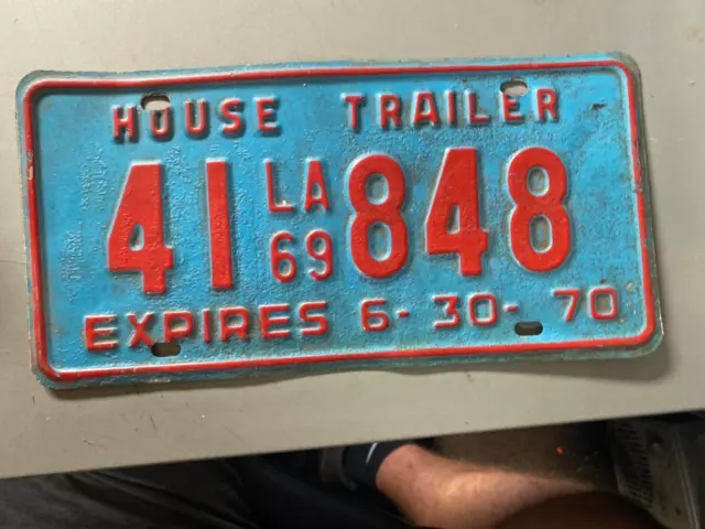 Vintage 1969 Louisiana House Trailer License Plate