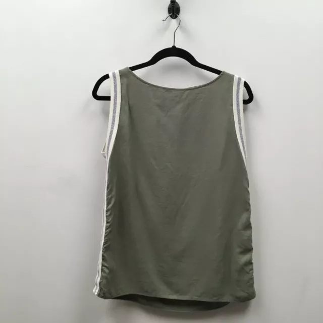 Zara Basic Denim Womens Tank Top Green Boat Neck Keyhole Back Blouse S