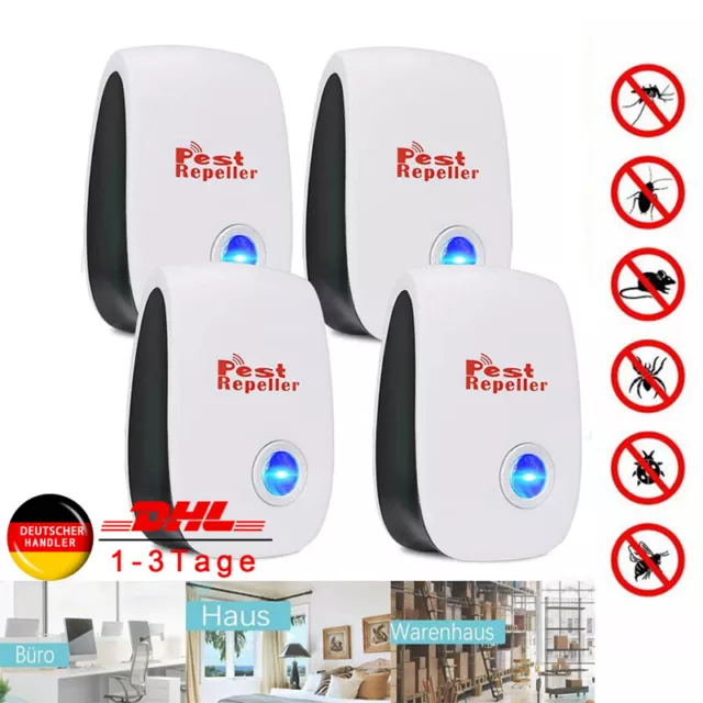 4 Electronic Ultrasonic Pest Reject Mosquito Cockroach Mouse Killer Repeller