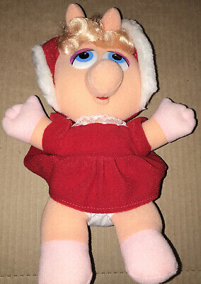 Vintage 1987 Henson Baby Miss Piggy Stuffed Red Plush Toy Muppets Kermit