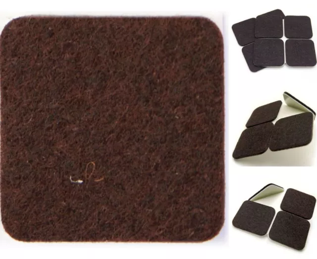 BROWN Large Furniture FELT PADS ~ 100mm x 100mm ~ Sticky FLOOR PROTECTORS Pads