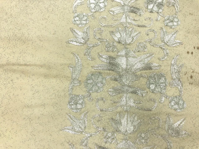 6532073: Japanese Kimono / Antique Nagoya Obi / Embroidery / Floral Arabesque